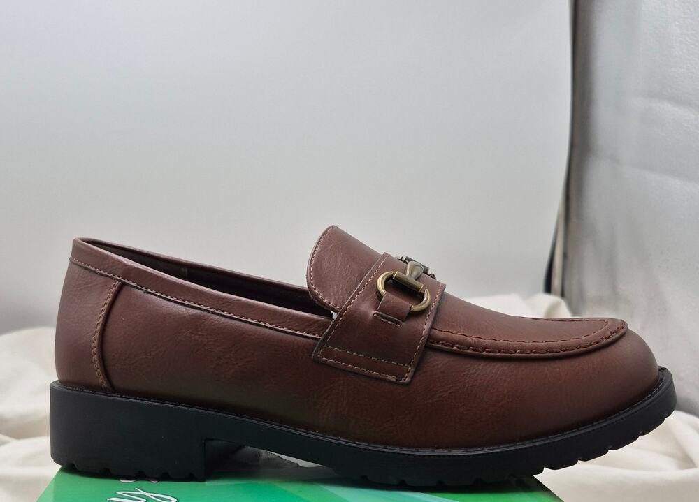 NEW Easy Street Witney Tan Horsebit Chunky Lug Loafers 9 WIDE